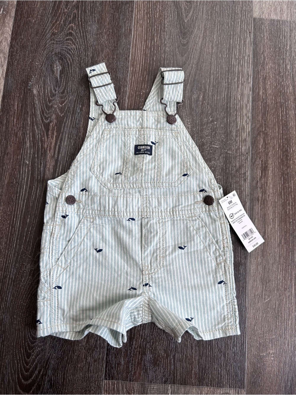 OshKosh B'gosh Light Blue Stripe Short Overalls for Kids